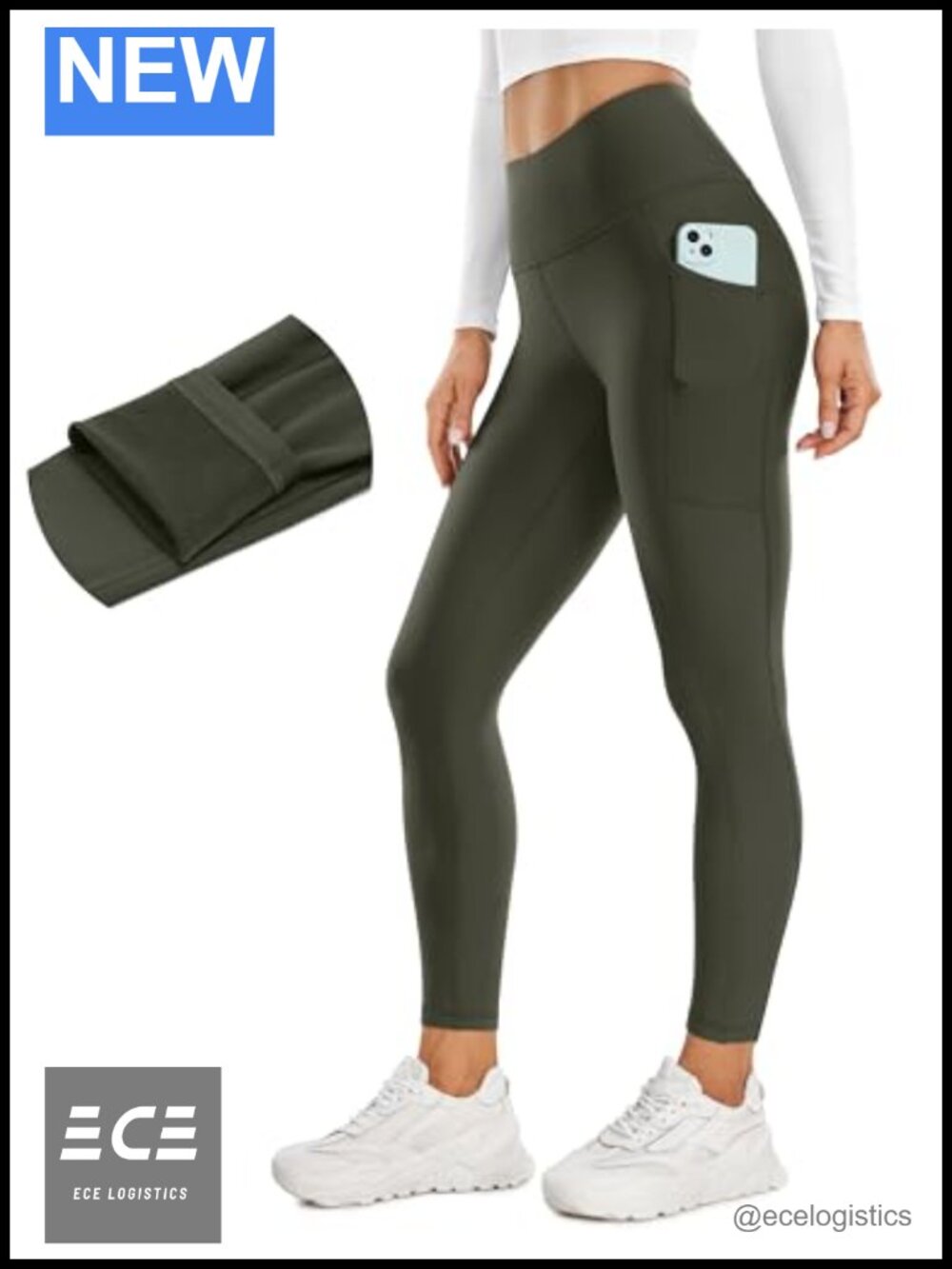 Fleece Lined Thermal Leggings High Waisted Drawstring Pockets 25'' Winter